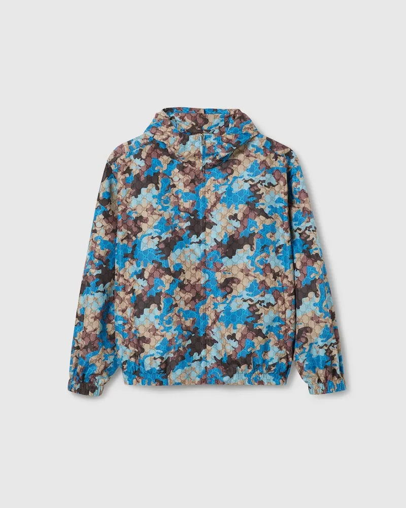 Gucci Jacke aus Technischem Popeline Mit Print Und RV, Größe Beige