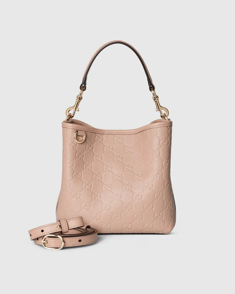 Gucci Kleine GG Emblem Bucket Bag Beige