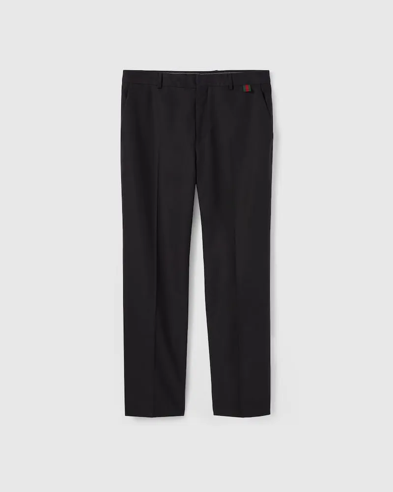 Gucci Hose aus Baumwollcanvas Mit Web-Detail, Größe Schwarz