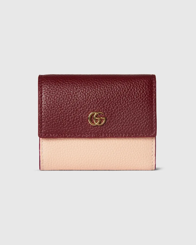 Gucci Zweifarbige GG Marmont Mini-Brieftasche Bordeauxrot