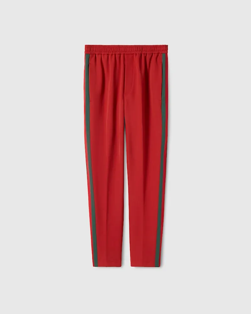 Gucci Sporthose aus Stretch-Nylon Mit Web, Größe Rot