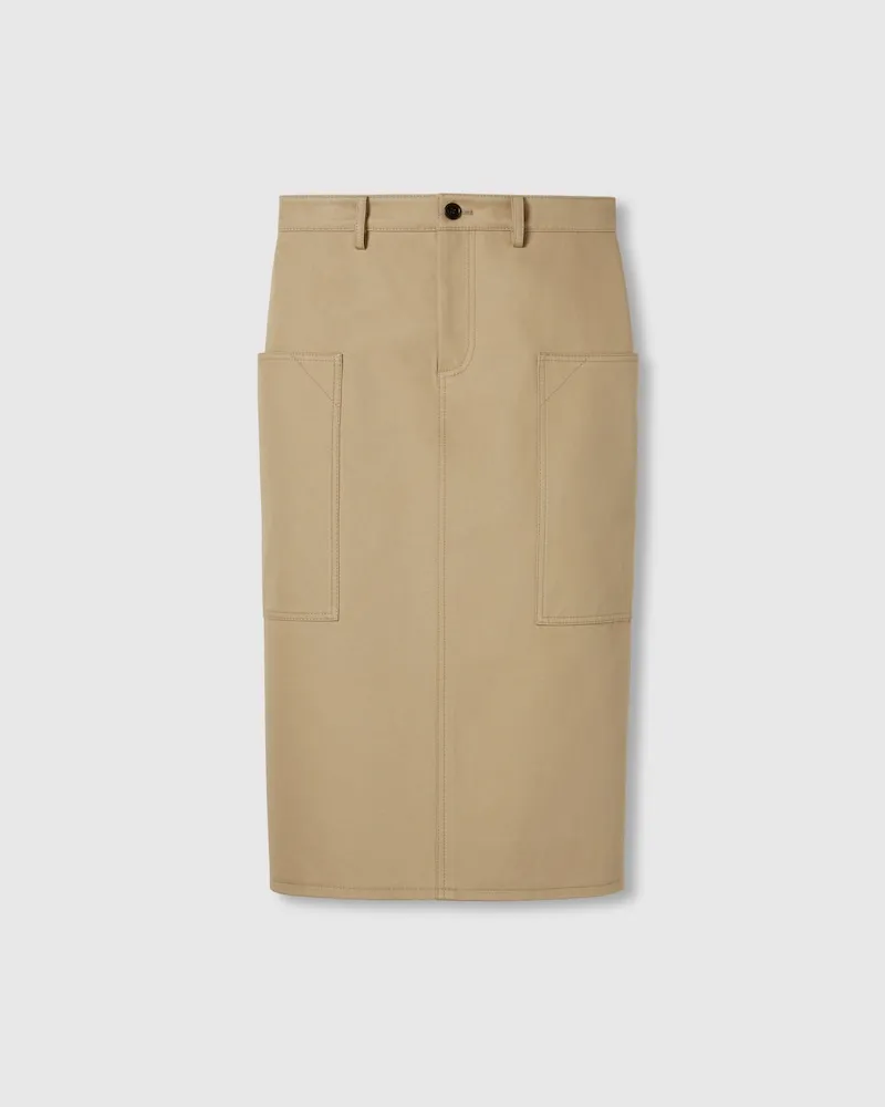 Gucci Midirock aus Baumwolldrell Mit Prägung, Größe Beige