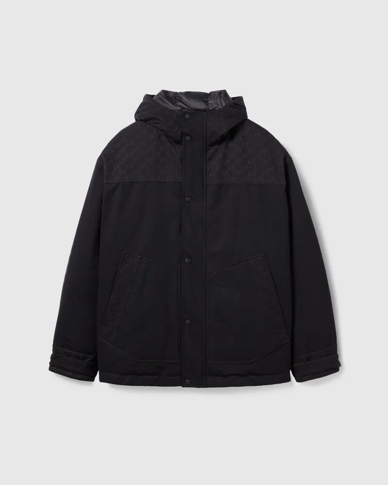 Gucci Wattierte Jacke aus Ripstop-Baumwolle, Größe Schwarz