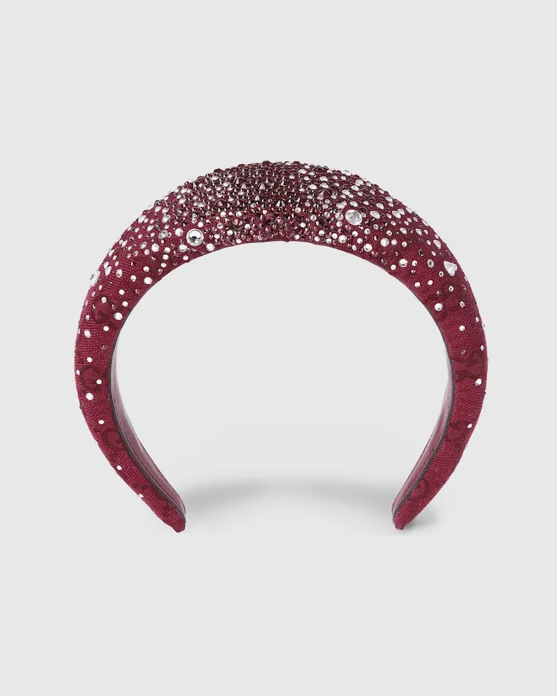 Gucci Haarreif aus GG Canvas Mit Kristallen Bordeauxrot