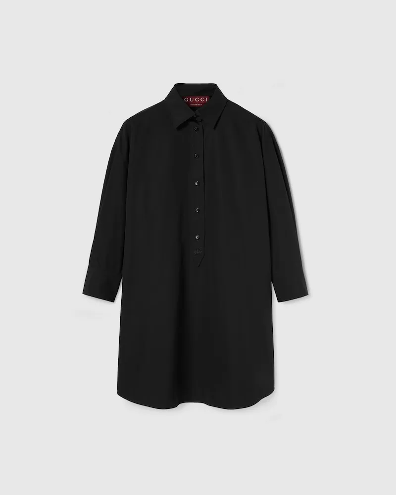 Gucci Bluse aus Baumwollpopeline Mit Stickerei, Größe Schwarz