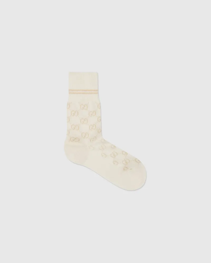 Gucci Chaussettes En Coton Mélangé GG, Taille Blanc