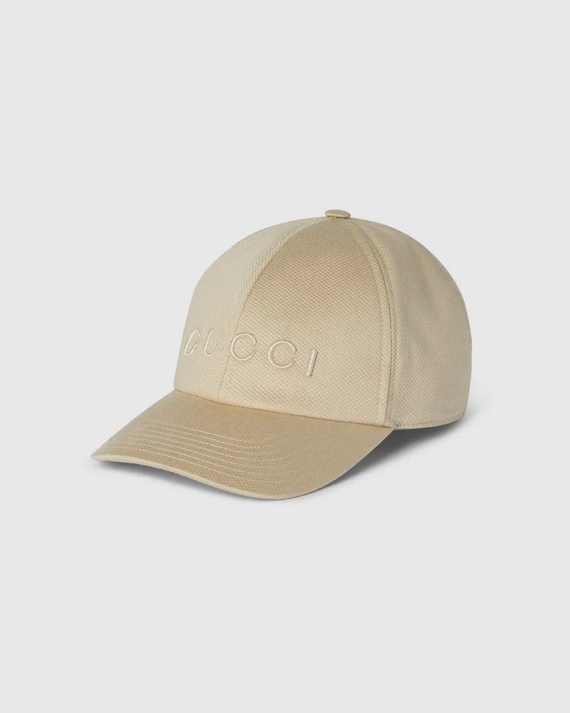 Gucci Baseballkappe aus Baumwolle Mit Stickerei, Größe Beige