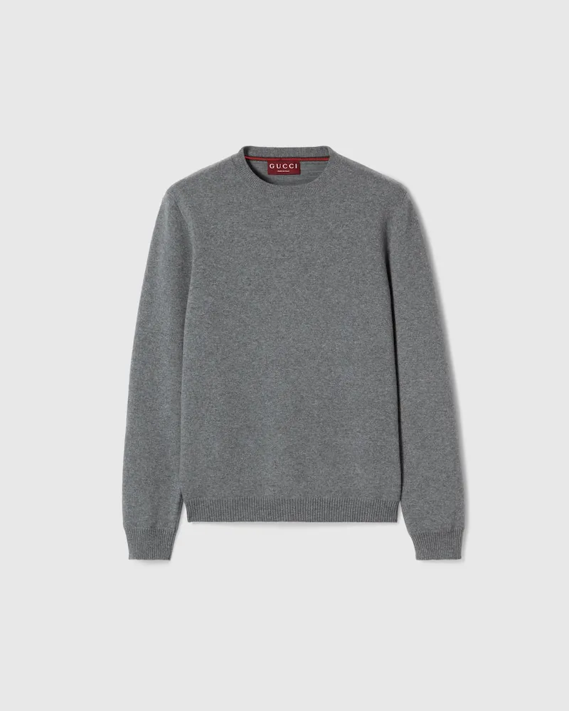 Gucci Pullover aus Woll-Kaschmirstrick-Doppelgewebe, Größe Grau