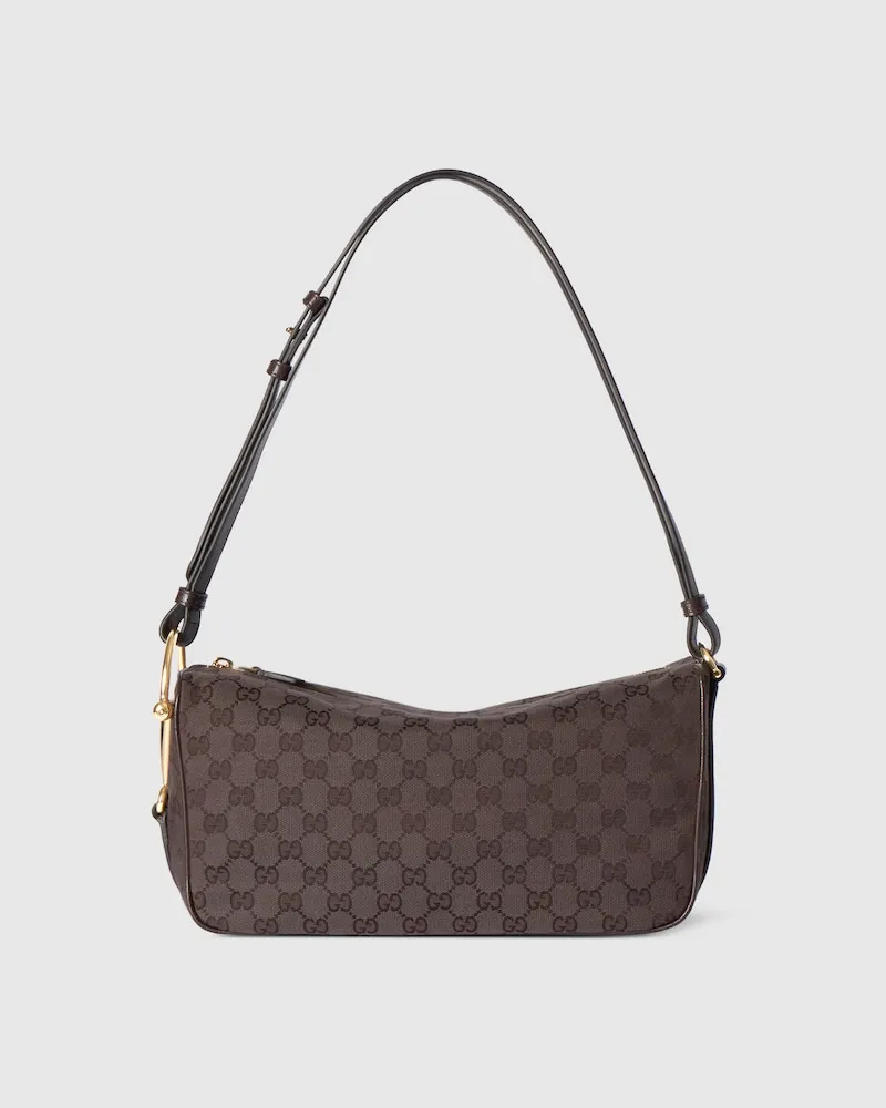 Gucci Mittelgroße Half Horsebit Schultertasche Braun