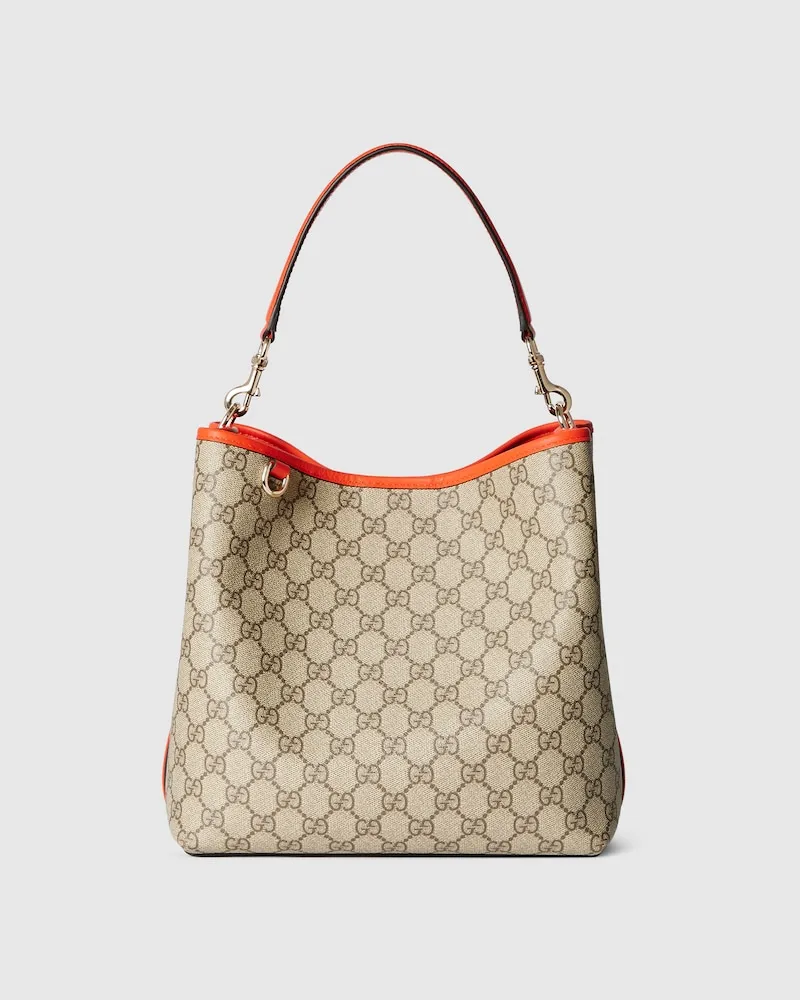 Gucci Mittelgroße GG Emblem Bucket Bag Beige