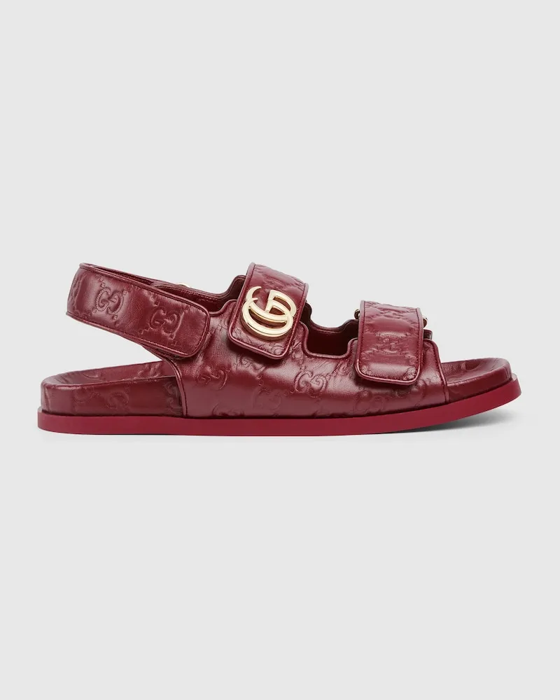 Gucci Damensandale Mit Doppel G, Größe Bordeauxrot