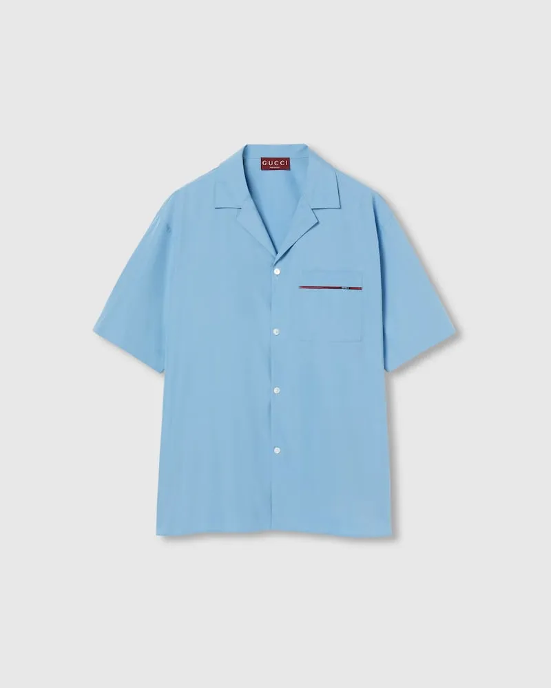 Gucci Hemd aus Baumwolle Mit Web Und Normaler Passform, Größe Blau