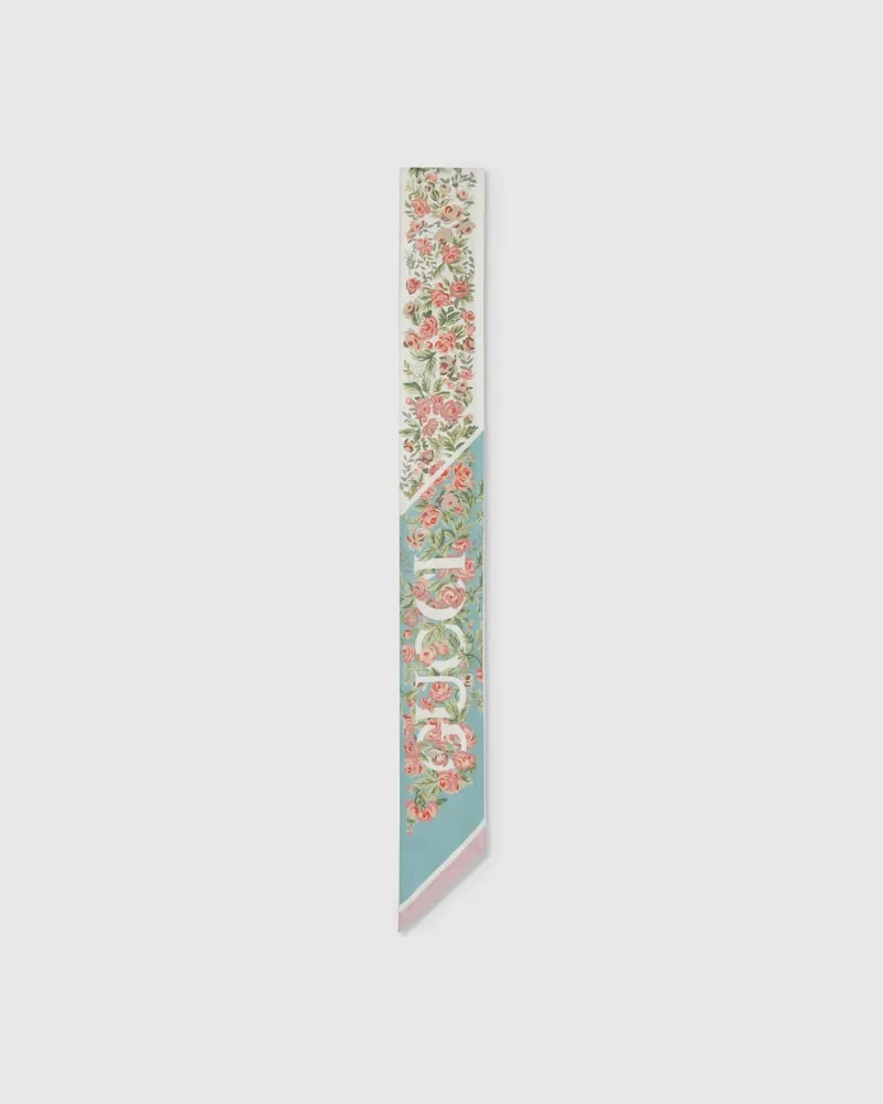 Gucci Ruban En Soie Imprimée Bleu
