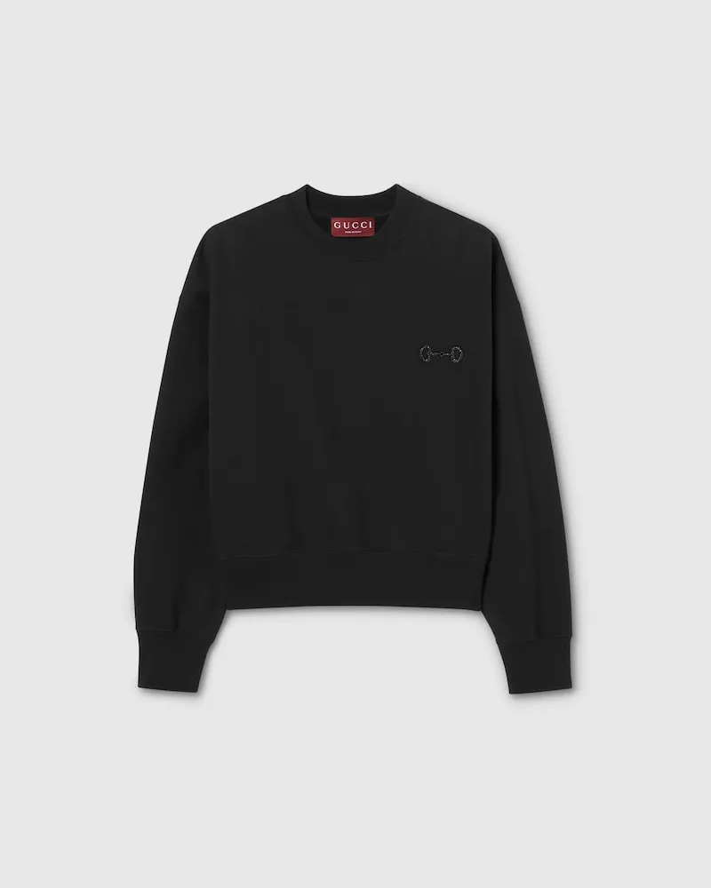 Gucci Sweatshirt aus Baumwolljersey Mit Stickerei, Größe Schwarz