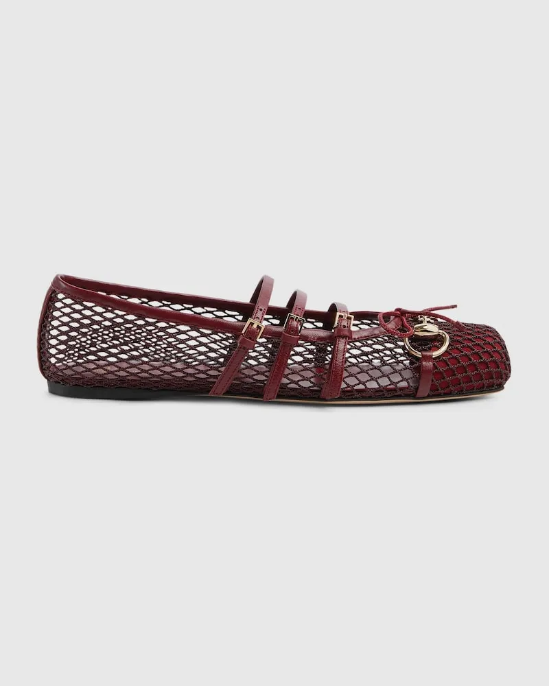 Gucci Horsebit Damenballerina, Größe Bordeauxrot