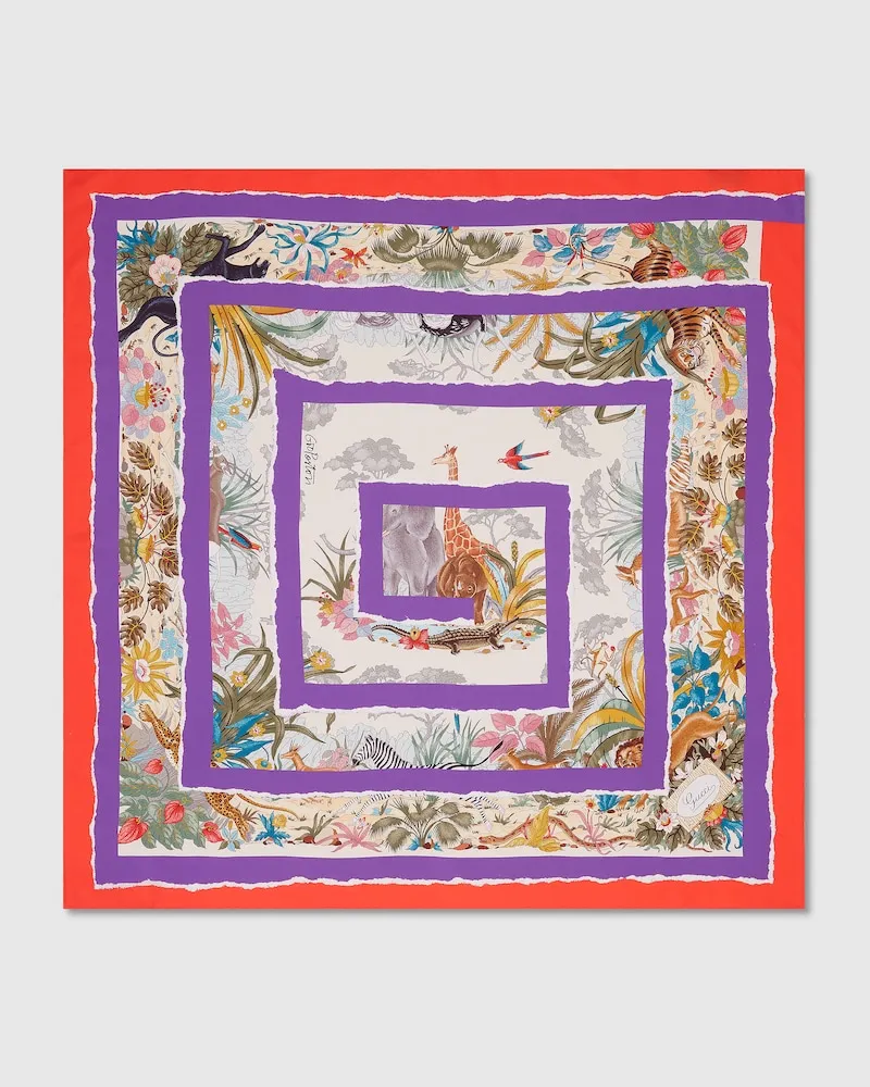 Gucci Vierecktuch aus Seide Mit Print, 90 x 90 Projekt Mehrfarbige