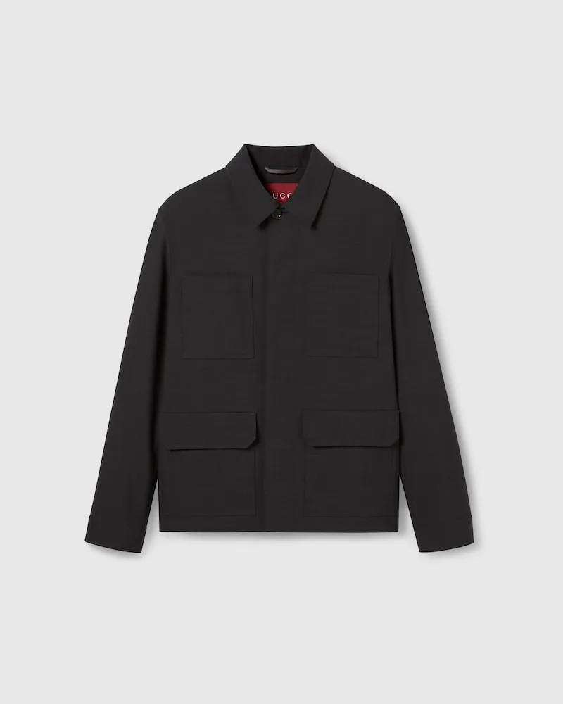 Gucci Jacke aus Wolle Mit Webkanten-Detail, Größe Grau