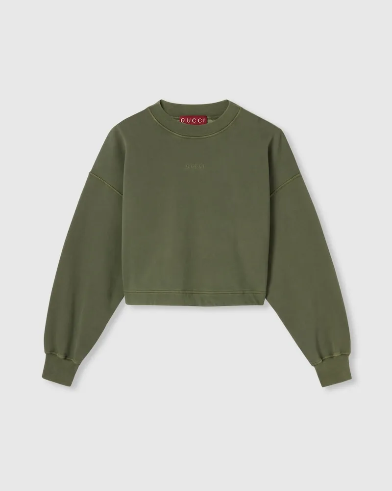 Gucci Sweatshirt aus Baumwolljersey Mit Stickerei, Größe Grün