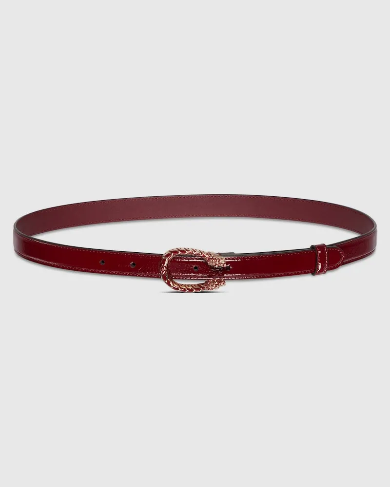 Gucci Schmaler Gürtel Mit Dionysus Schnalle, Größe 95 Bordeauxrot