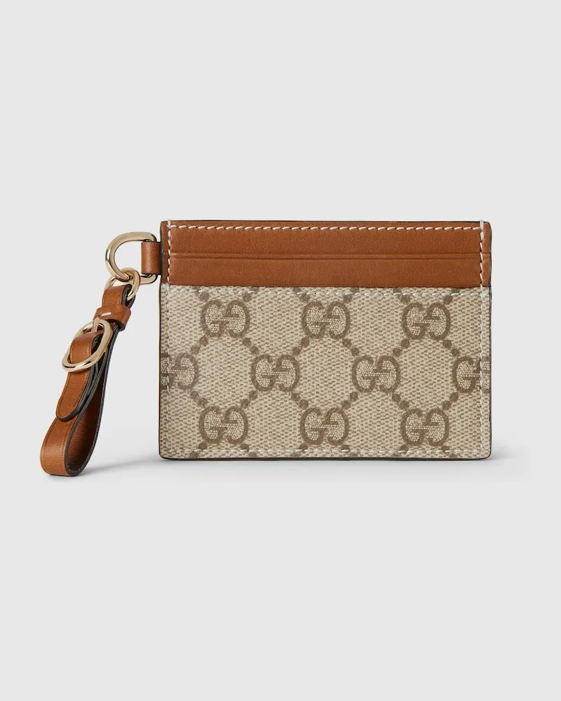 Gucci GG Emblem Kartenetui mit Riemen Beige