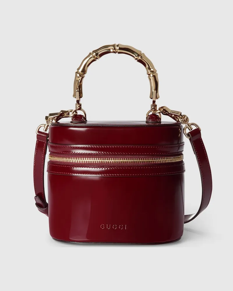 Gucci Mini-Kosmetiktasche Mit Bambusgriff Bordeauxrot
