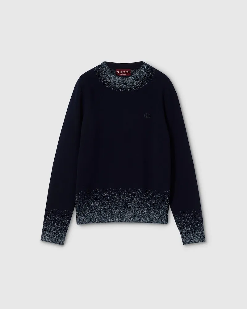 Gucci Pullover aus Wollstrick Mit Stickerei, Größe Blau