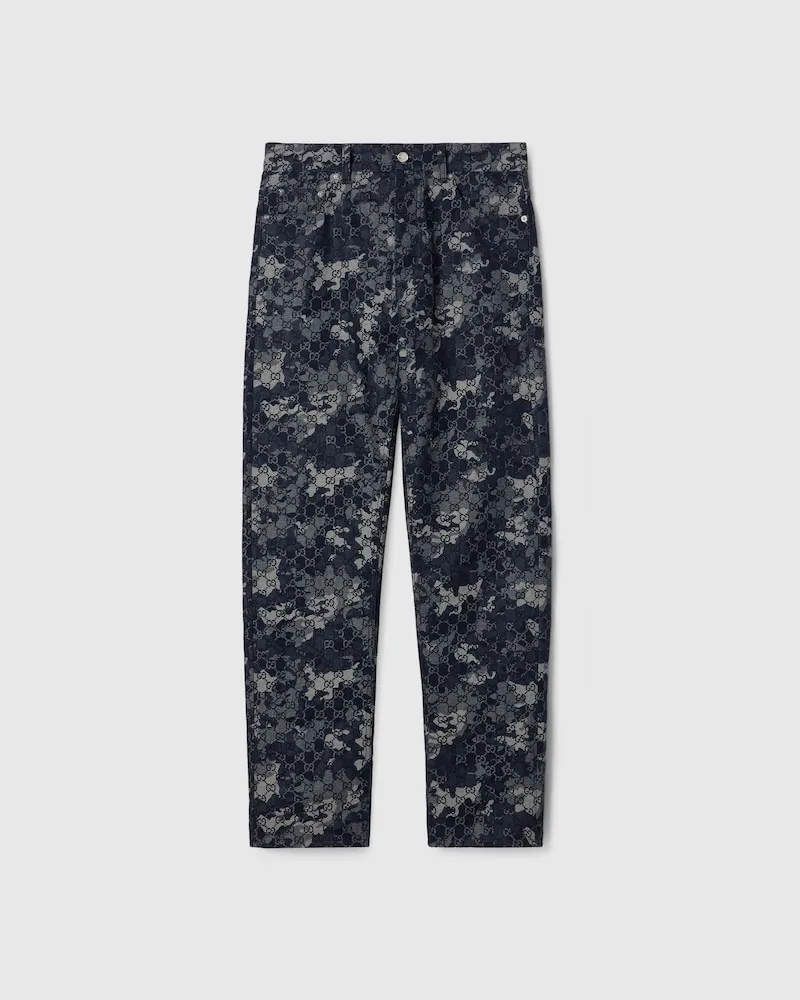 Gucci Hose aus GG Denim-Jacquard, Größe Blau