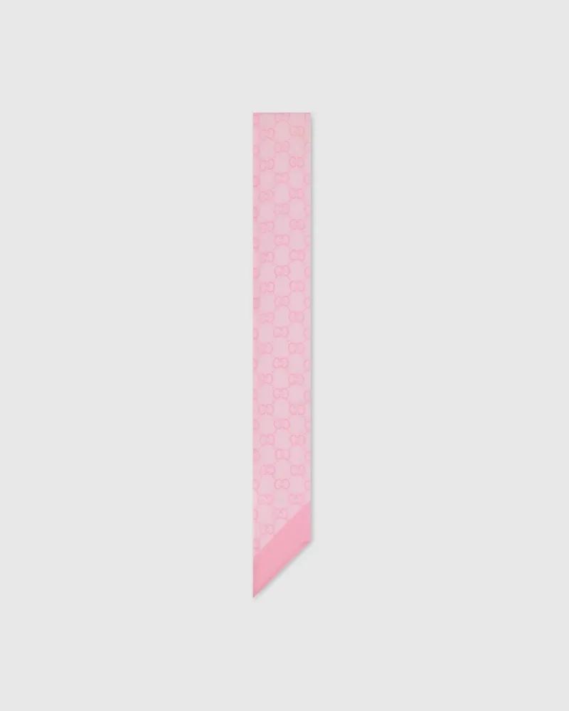 Gucci Ruban En Mousseline De Soie Imprimée Rose