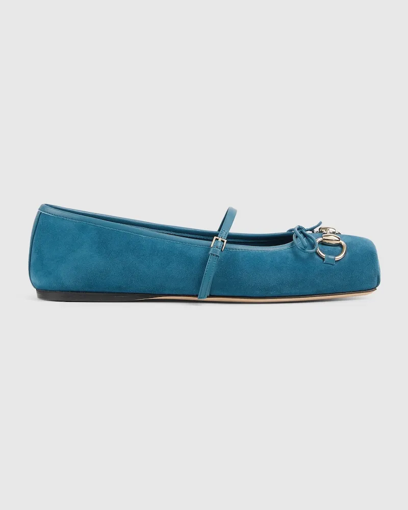 Gucci Horsebit Damenballerina, Größe Blau