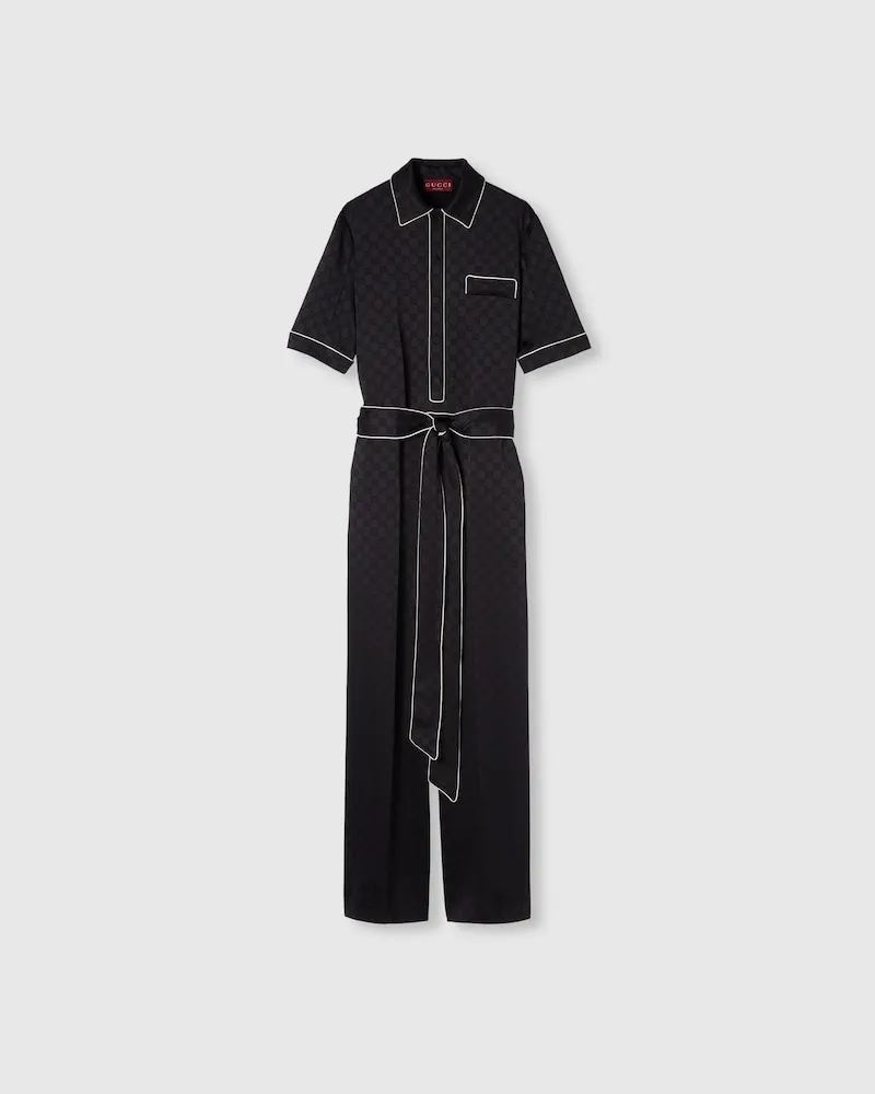 Gucci Jumpsuit aus GG Satin, Größe Schwarz