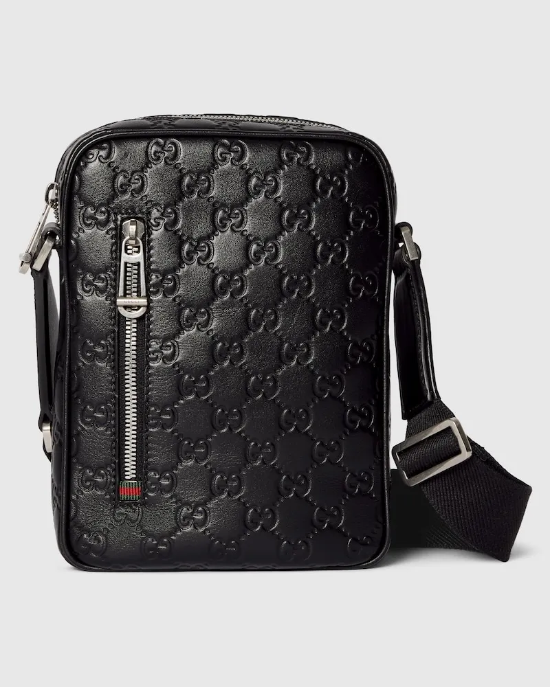 Gucci Kleine GG Emblem Umhängetasche Schwarz