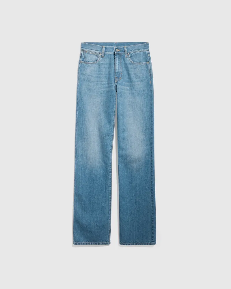 Gucci Gebleichte, Gewaschene Baumwoll-Denim-Hose, Größe Blau