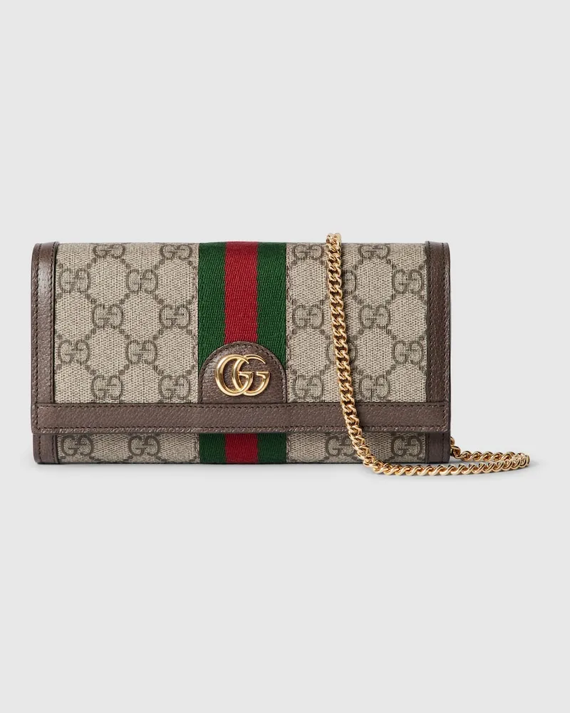 Gucci Ophidia Brieftasche mit Kettenriemen Beige