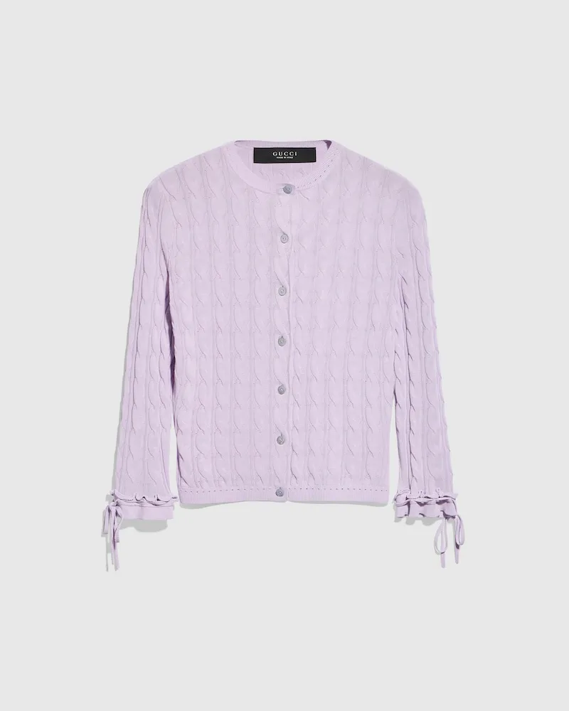 Gucci Cardigan aus Geflochtenem Baumwollgemisch, Größe Pink