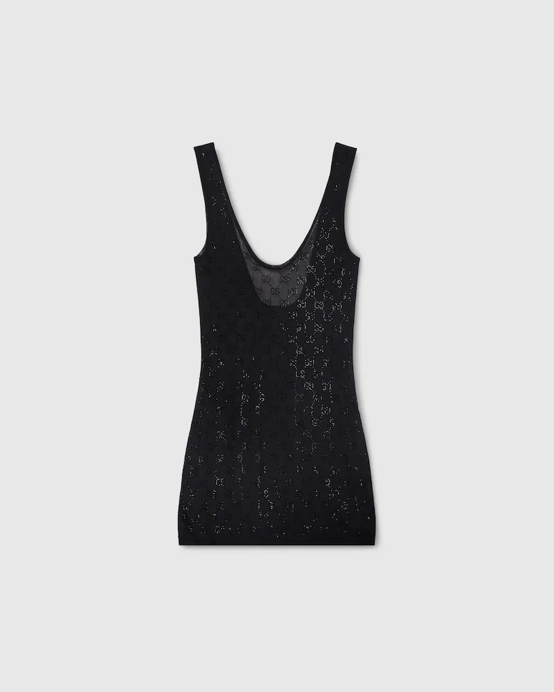 Gucci Robe Avec Cristaux Brodés GG, Taille Noir