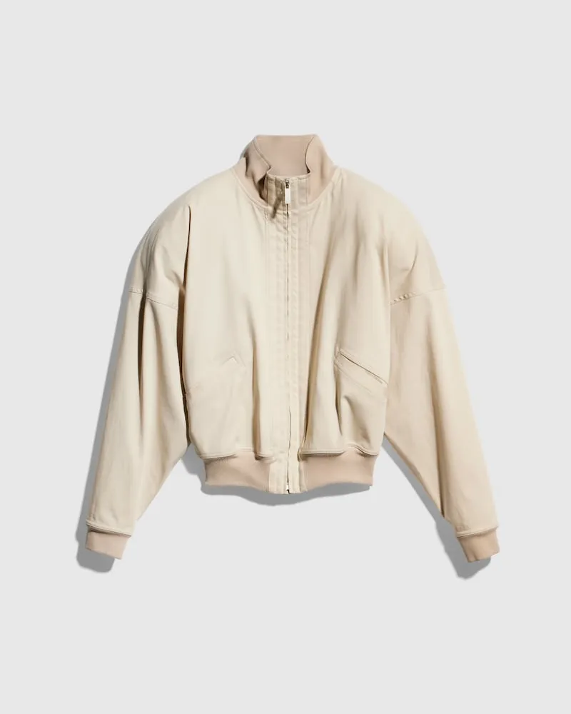 Gucci Jacke aus Seidenpopeline mit Reißverschluss, Größe Weiß