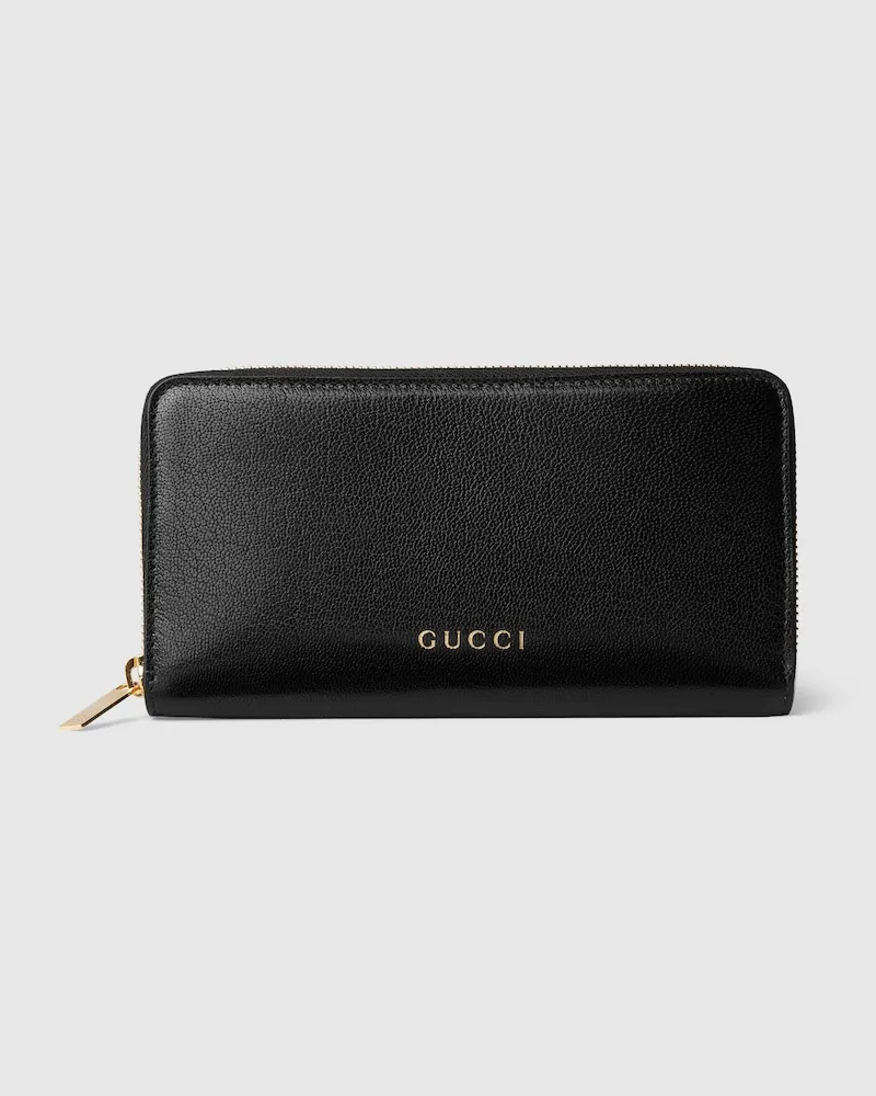 Gucci Brieftasche mit Rundumreißverschluss Und Schriftzug Schwarz