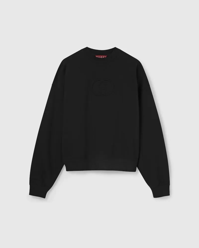 Gucci Sweatshirt aus Gebürstetem Baumwolljersey, Größe Schwarz