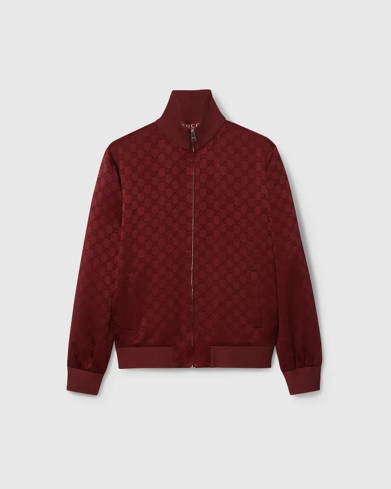Gucci Jacke aus GG Jacquard Mit Reißverschluss, Größe Rot