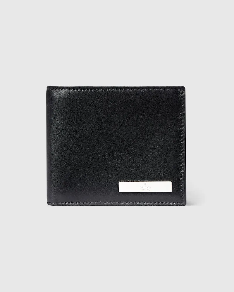 Gucci Faltbrieftasche mit Metall-Etikett Schwarz