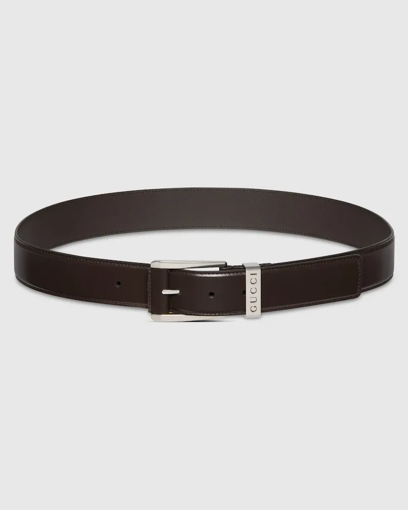 Gucci Gürtel Mit Eckiger Schnalle, Größe 95 Braun