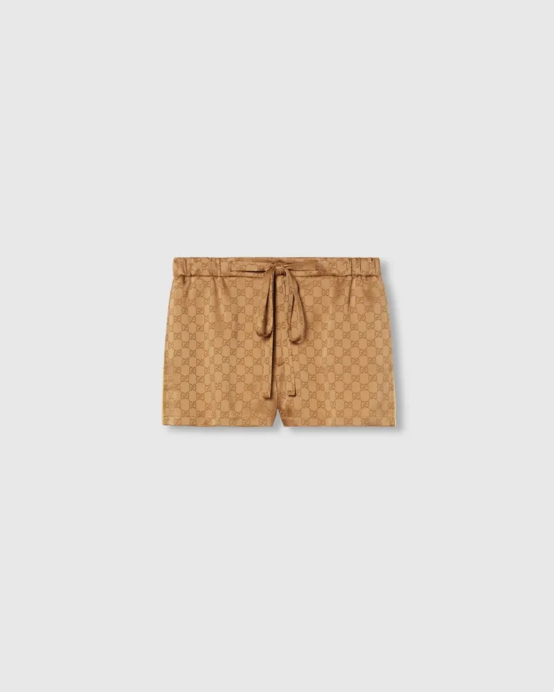 Gucci Shorts aus GG Satin, Größe Braun