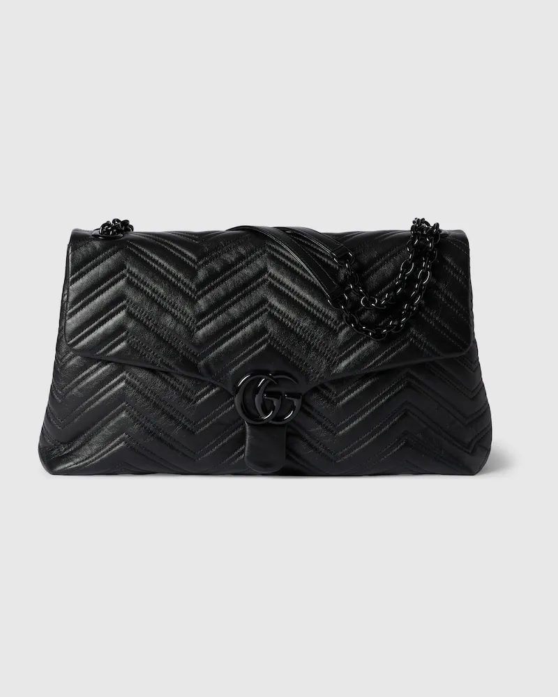 Gucci Große GG Marmont Schultertasche Schwarz