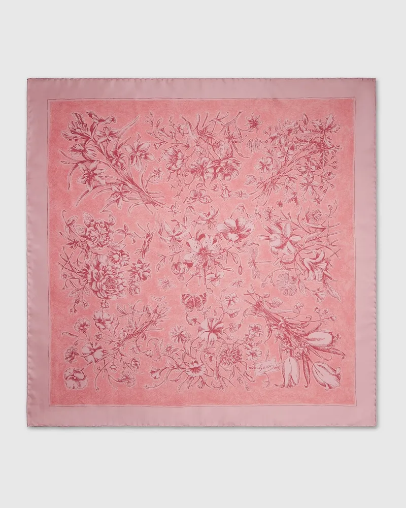 Gucci Vierecktuch aus Seidentwill mit Print Pink