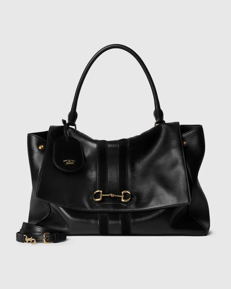 Gucci Große Paparazzo Henkeltasche Schwarz