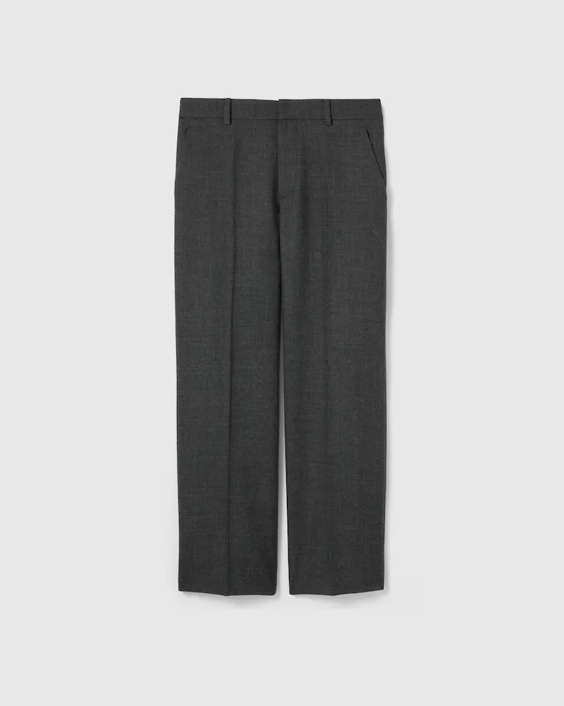 Gucci Hose aus Grisaille-Wolle Mit Stickerei, Größe Grau