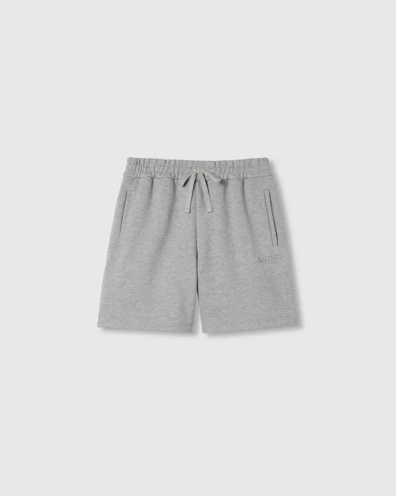 Gucci Shorts aus Baumwolljersey Mit Prägung, Größe Grau