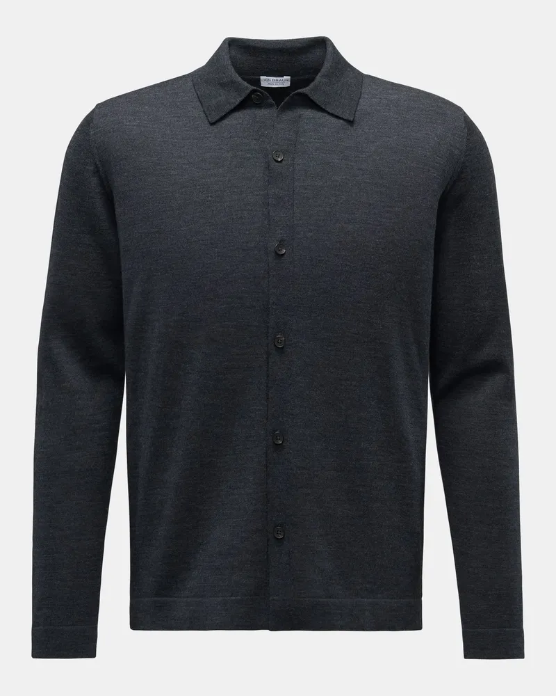 von BRAUN Herren - Merino Cardigan dunkelgrau Dunkelgrau