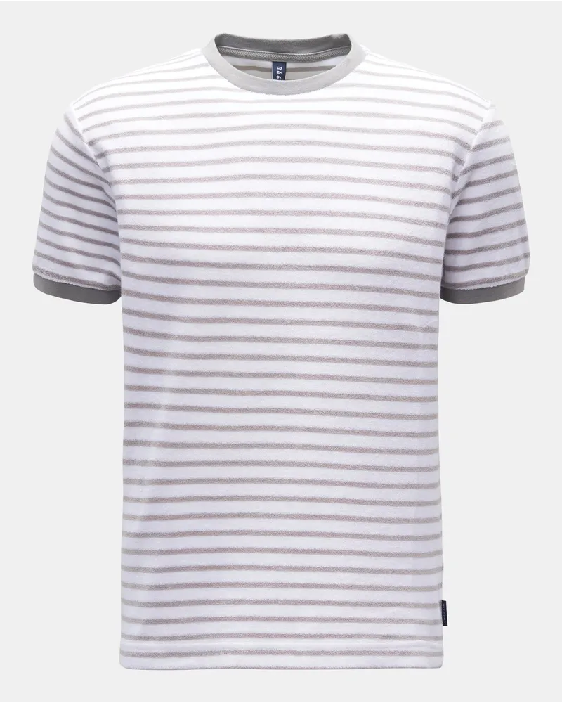 04651/ Frottee Rundhals-T-Shirt 'Terry Stripe Tee' grau/weiß gestreift Grau