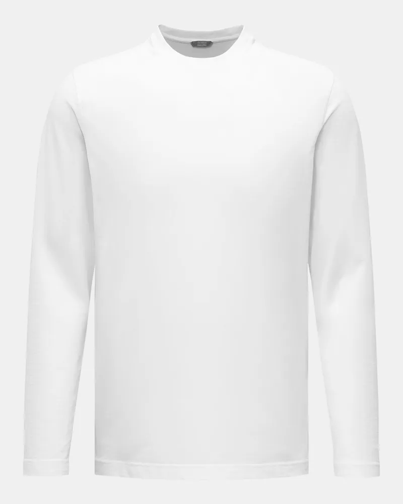 Zanone Herren - Rundhals-Longsleeve weiß Weiß